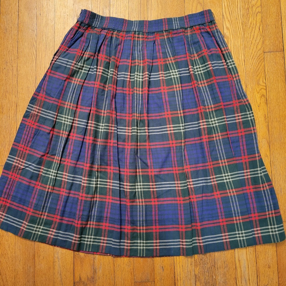 David Brooks Vintage Plaid Midi Skirt 18 Cotton Pockets‎ Academia School Girl